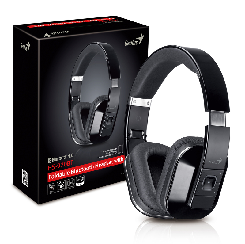 Genius HS-970BT Over Ear Wireless Headset, Black